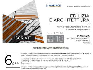 Convegno <strong>INFOPROGETTO</strong>:<br />"<strong>EDILIZIA E ARCHITETTURA</strong>"<br />PIACENZA, Marted&igrave; 18 settembre 2018<br />Best Wetern Park Hotel, Strada Val Nure 7