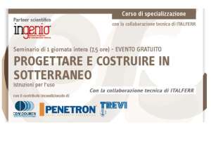 Seminario Formativo:<br /><strong>PROGETTARE E COSTRUIRE IN SOTTERRANEO: istruzioni per l'uso<br />BARI, marted&igrave; 27 novembre 2018</strong><br />UNA REGINA HOTEL<br />Strada Provinciale 57 - Bari - Torre a Mare/Noicattaro (BA)