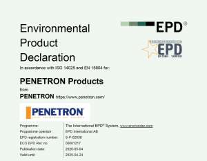 Sistema <strong>PENETRON</strong> tecnologia amica dell'ambiente<br />ottiene la <strong>certificazione EPD</strong><br /><em>Enviromental Product Declaration</em>