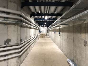 visione parziale dei tunnel di collegamento con impianti finiti